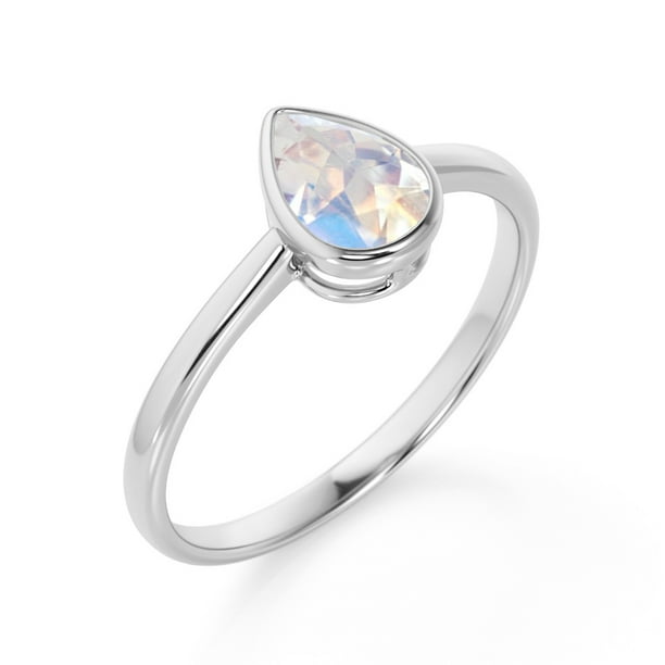Moonstone 1ct Solitaire Ring Solid Silver 